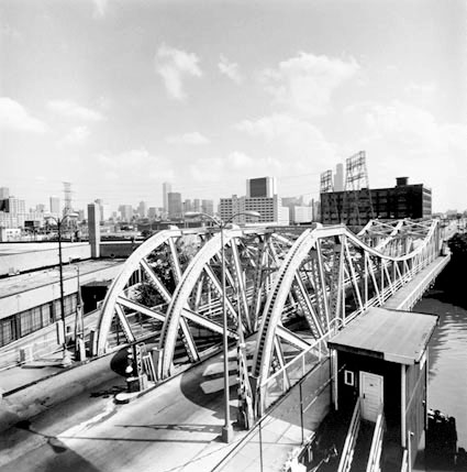 View of Halsted Bridge from Ogden Bridge, from Changing Chicago